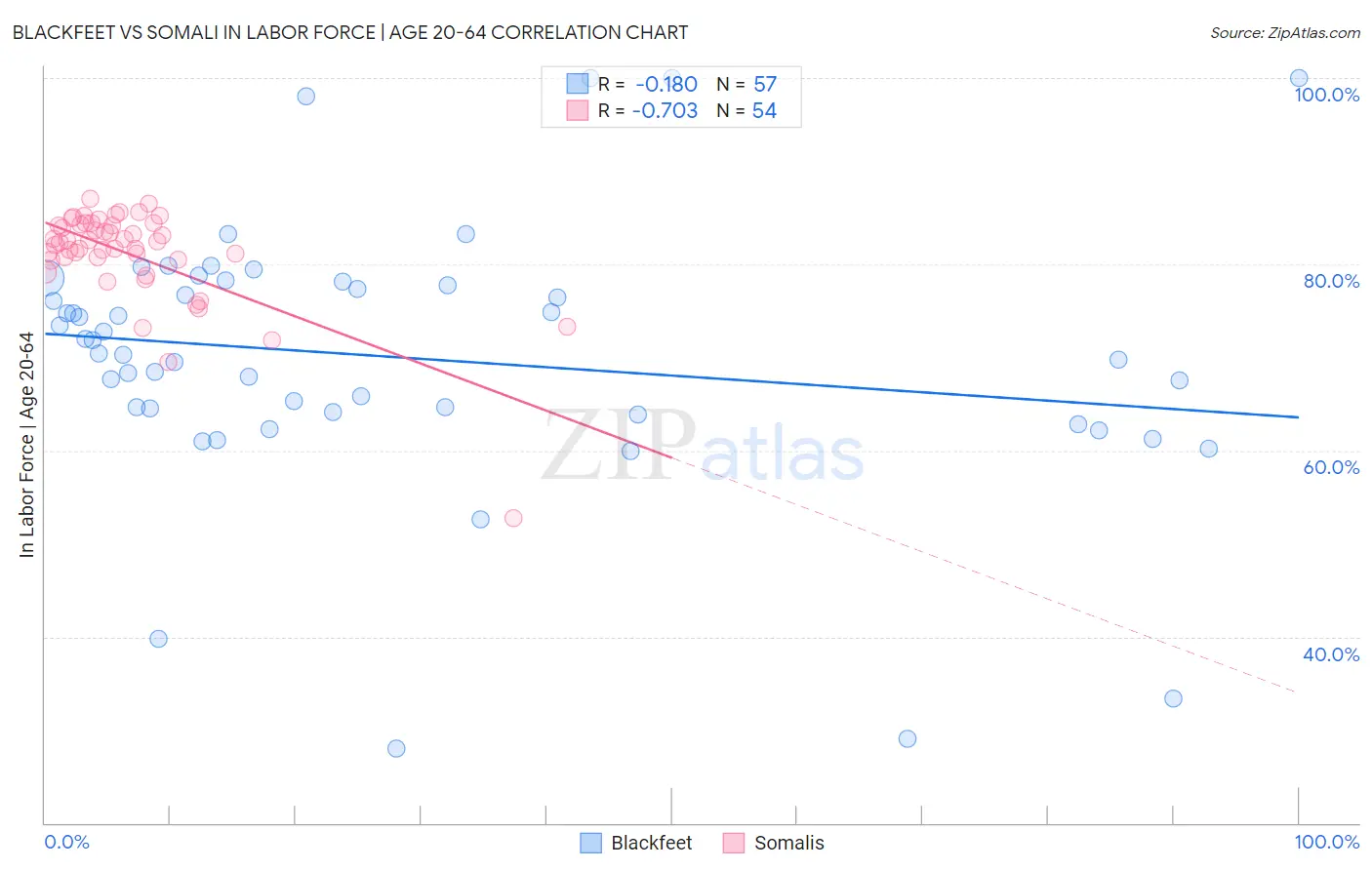 Blackfeet vs Somali In Labor Force | Age 20-64