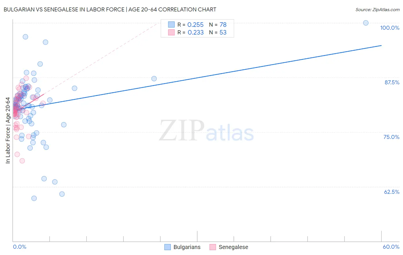 Bulgarian vs Senegalese In Labor Force | Age 20-64