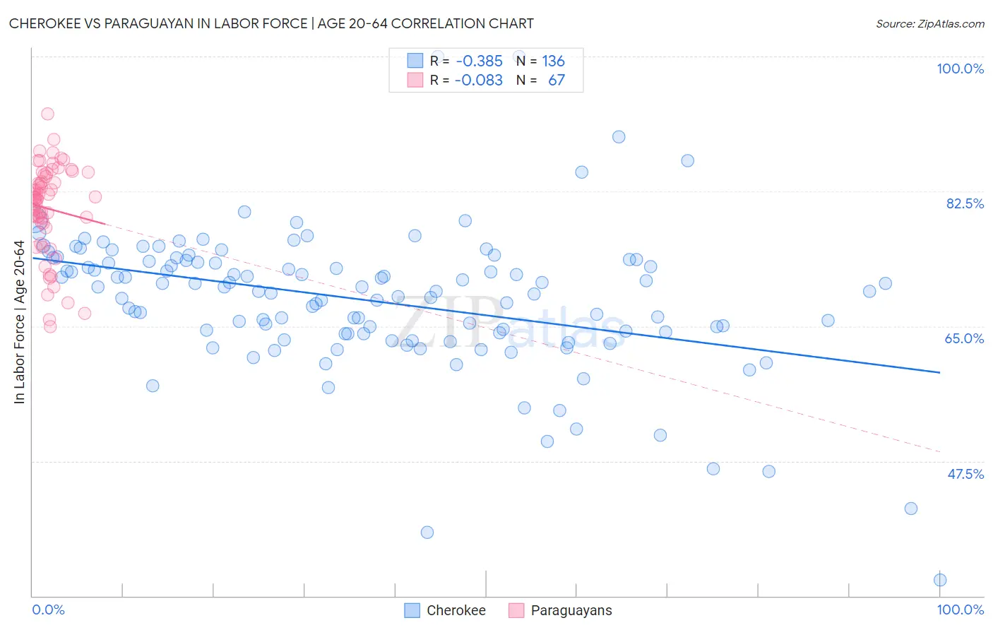 Cherokee vs Paraguayan In Labor Force | Age 20-64