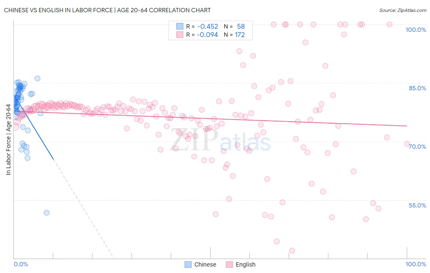 Chinese vs English In Labor Force | Age 20-64