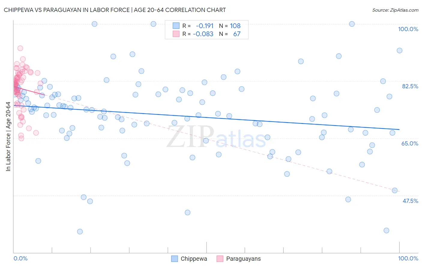 Chippewa vs Paraguayan In Labor Force | Age 20-64