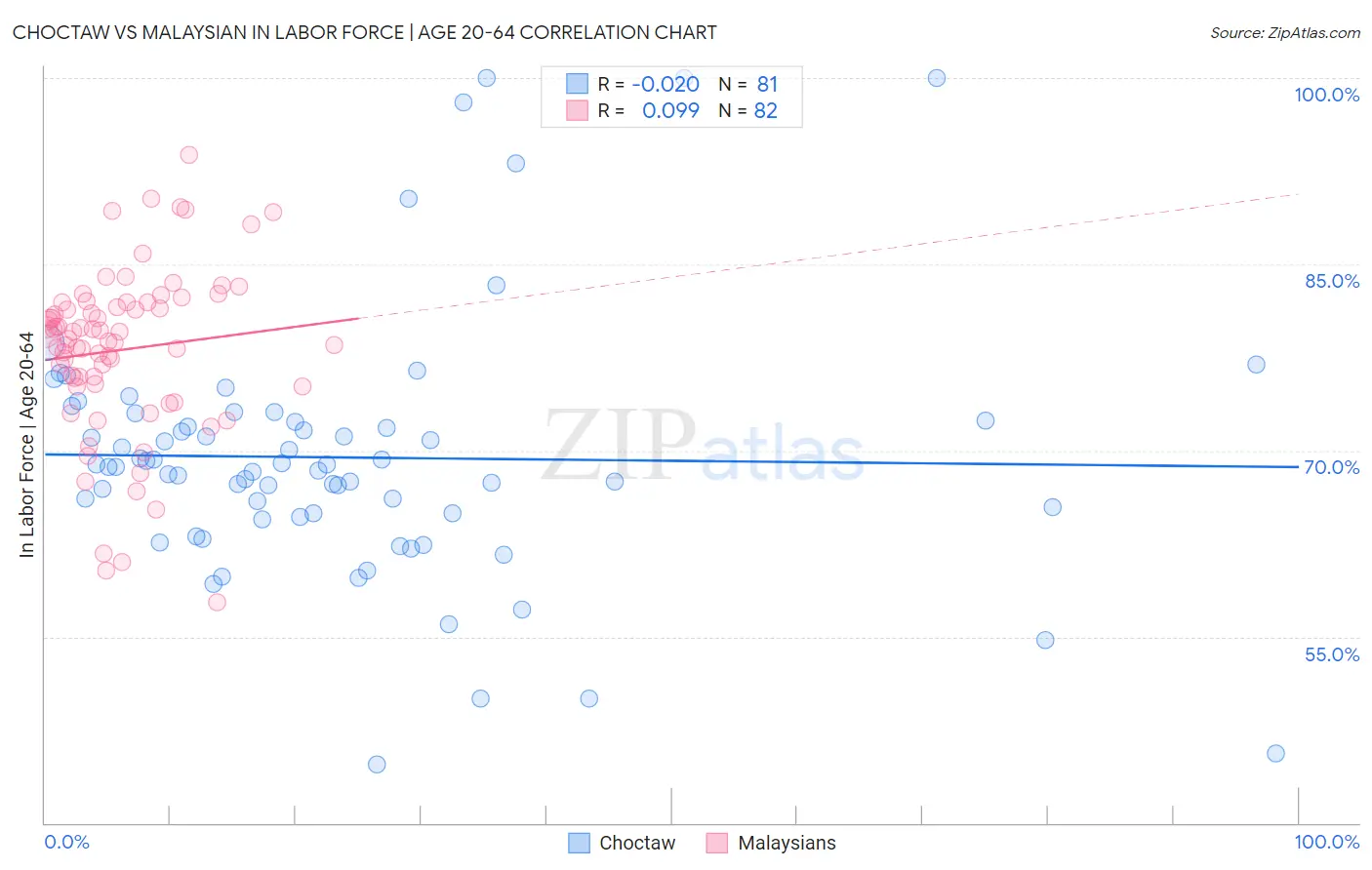 Choctaw vs Malaysian In Labor Force | Age 20-64