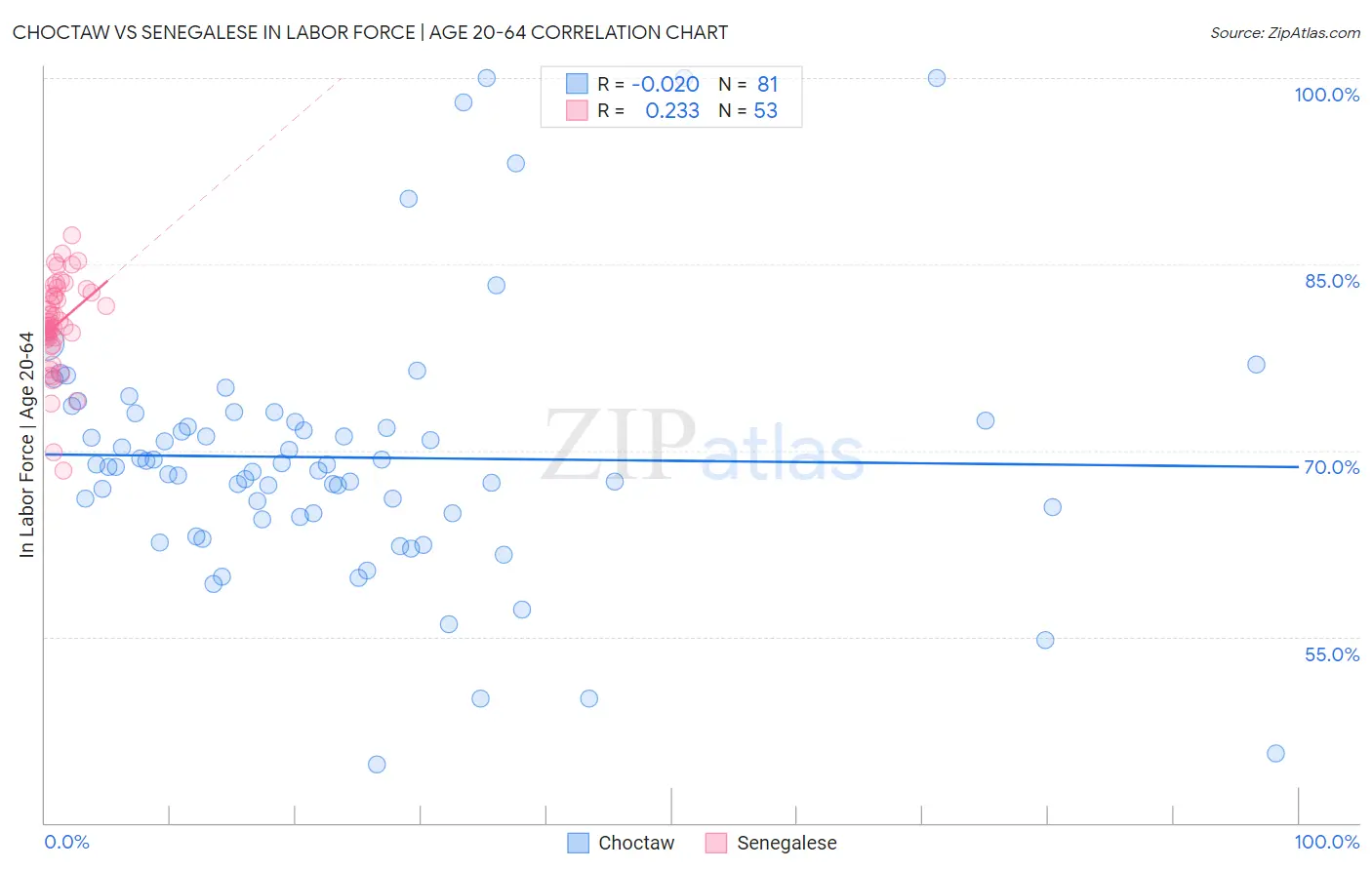 Choctaw vs Senegalese In Labor Force | Age 20-64