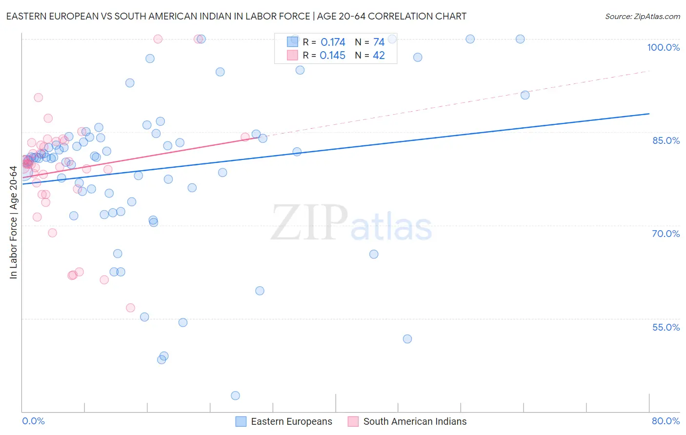 Eastern European vs South American Indian In Labor Force | Age 20-64