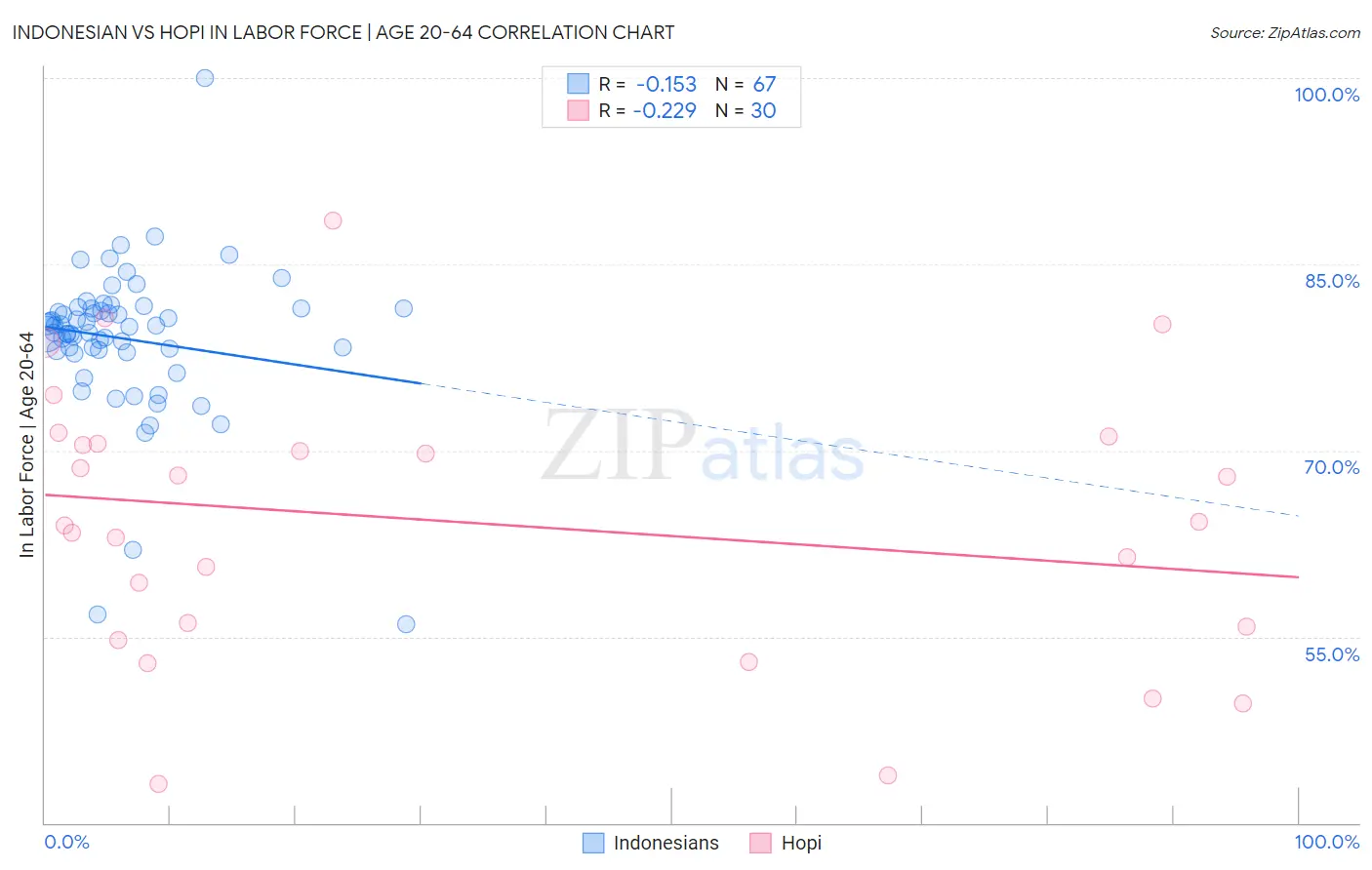 Indonesian vs Hopi In Labor Force | Age 20-64