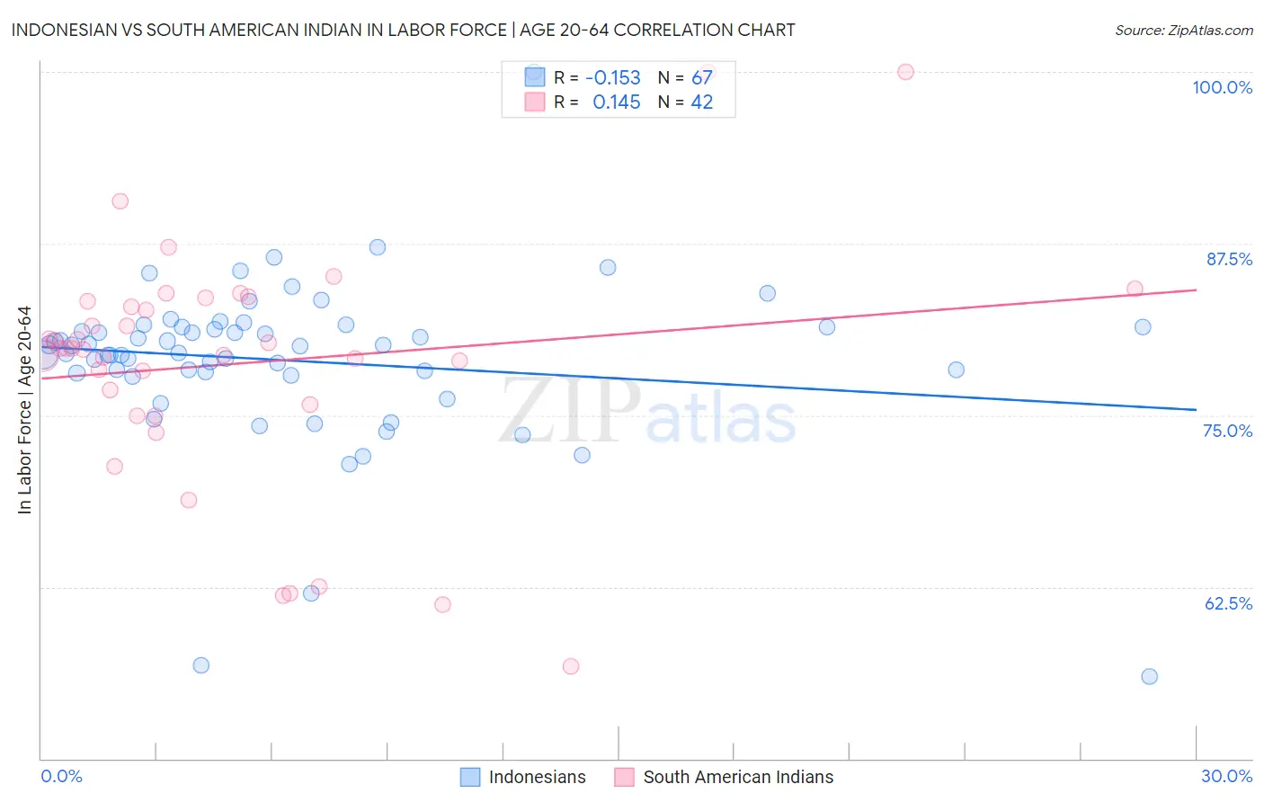 Indonesian vs South American Indian In Labor Force | Age 20-64