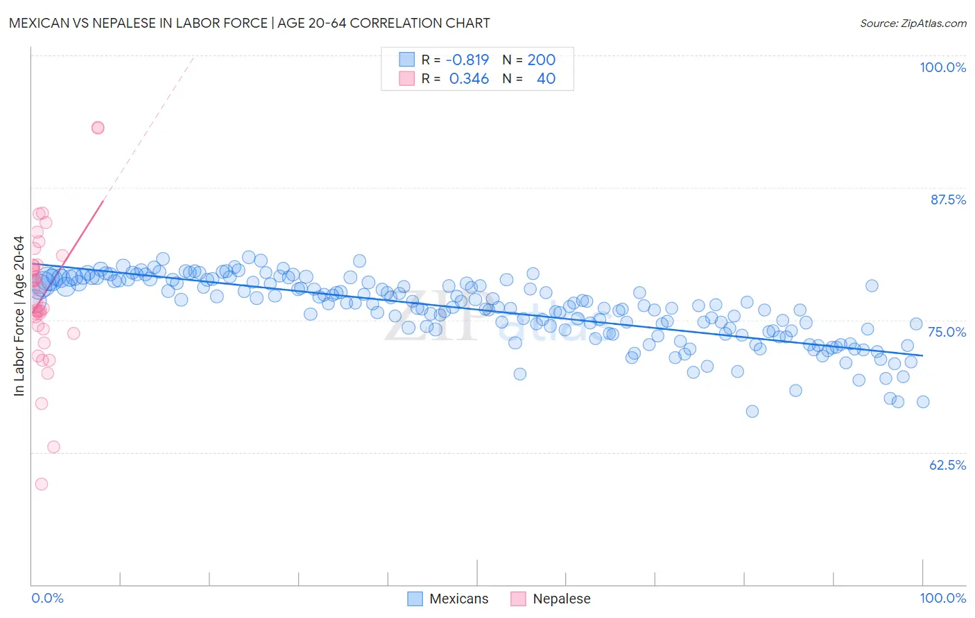 Mexican vs Nepalese In Labor Force | Age 20-64