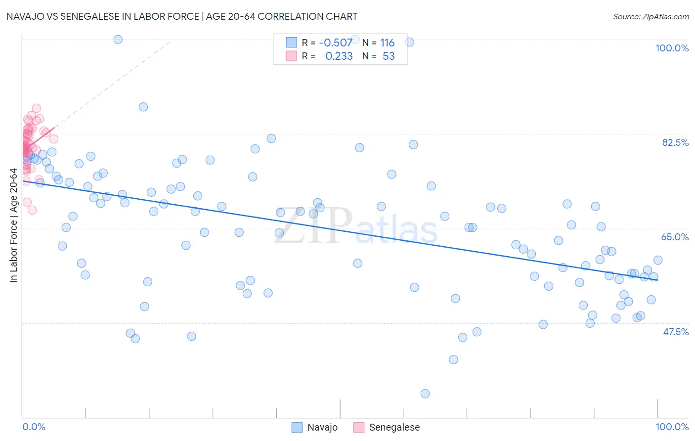 Navajo vs Senegalese In Labor Force | Age 20-64