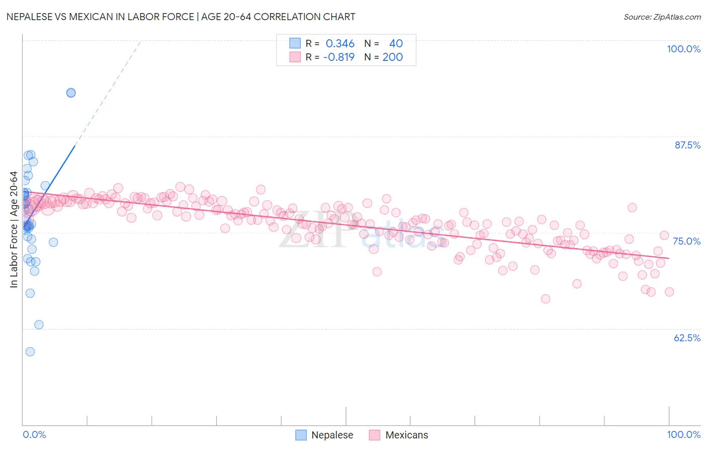 Nepalese vs Mexican In Labor Force | Age 20-64