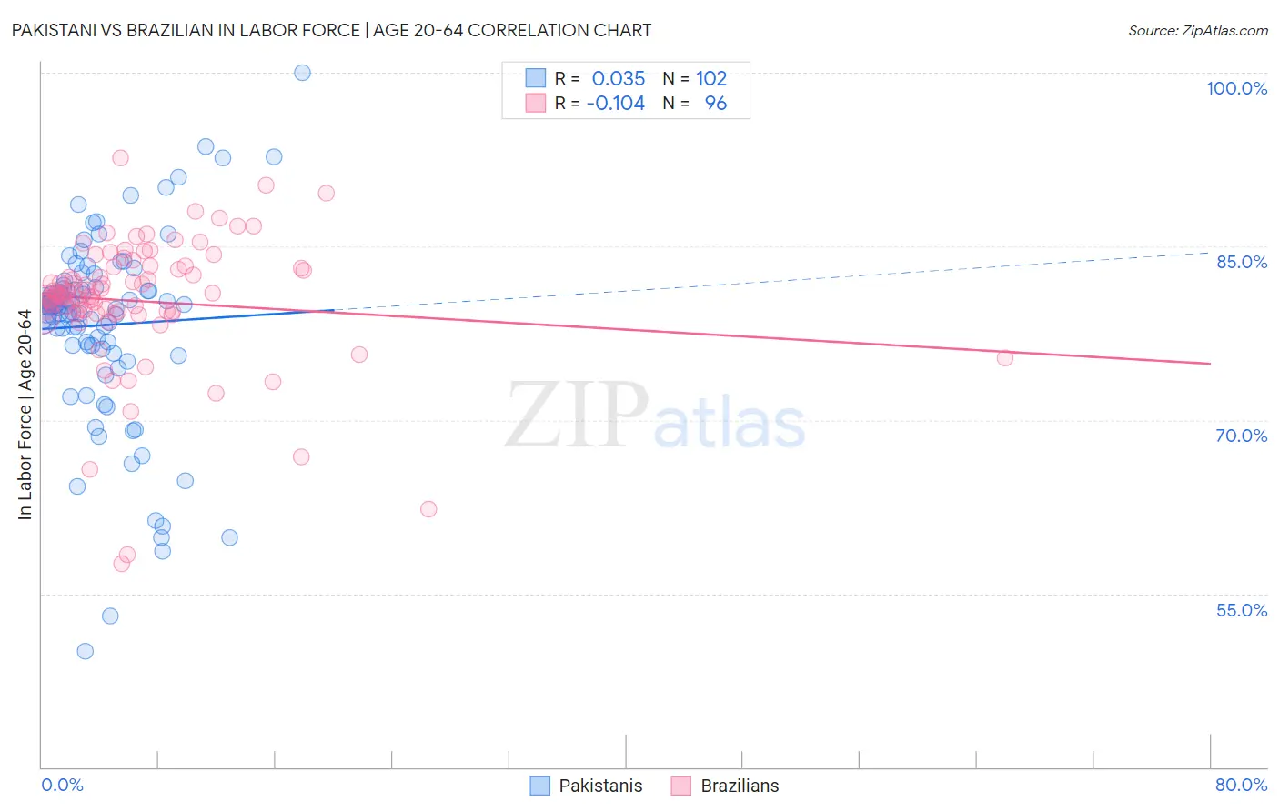 Pakistani vs Brazilian In Labor Force | Age 20-64