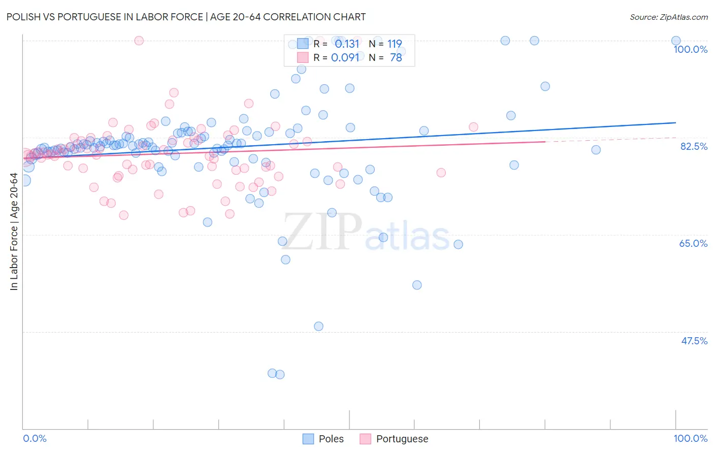 Polish vs Portuguese In Labor Force | Age 20-64