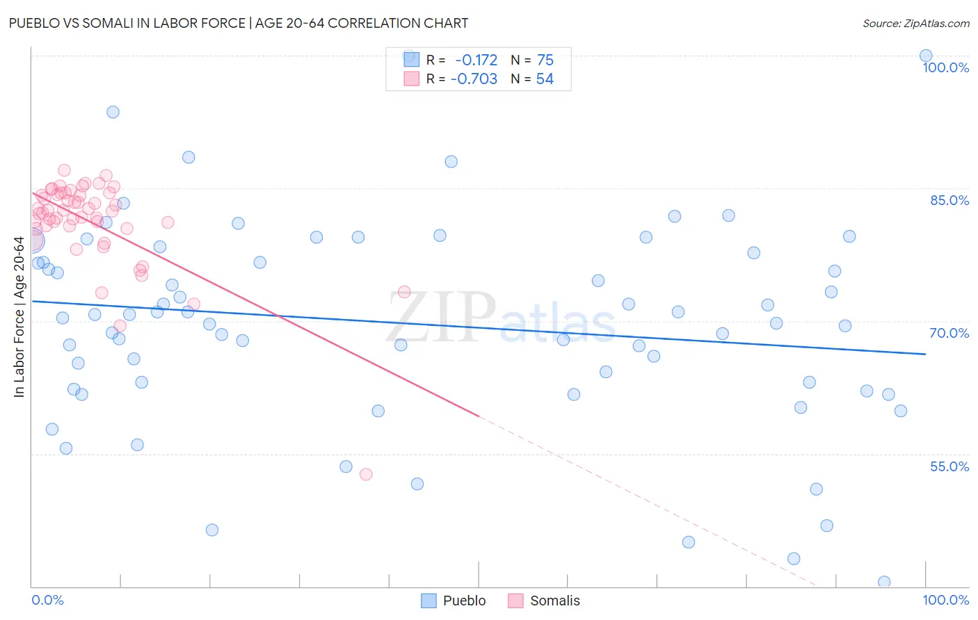 Pueblo vs Somali In Labor Force | Age 20-64