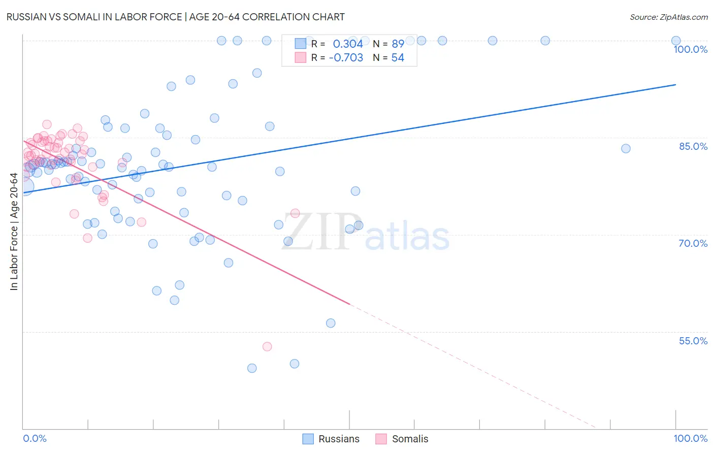 Russian vs Somali In Labor Force | Age 20-64