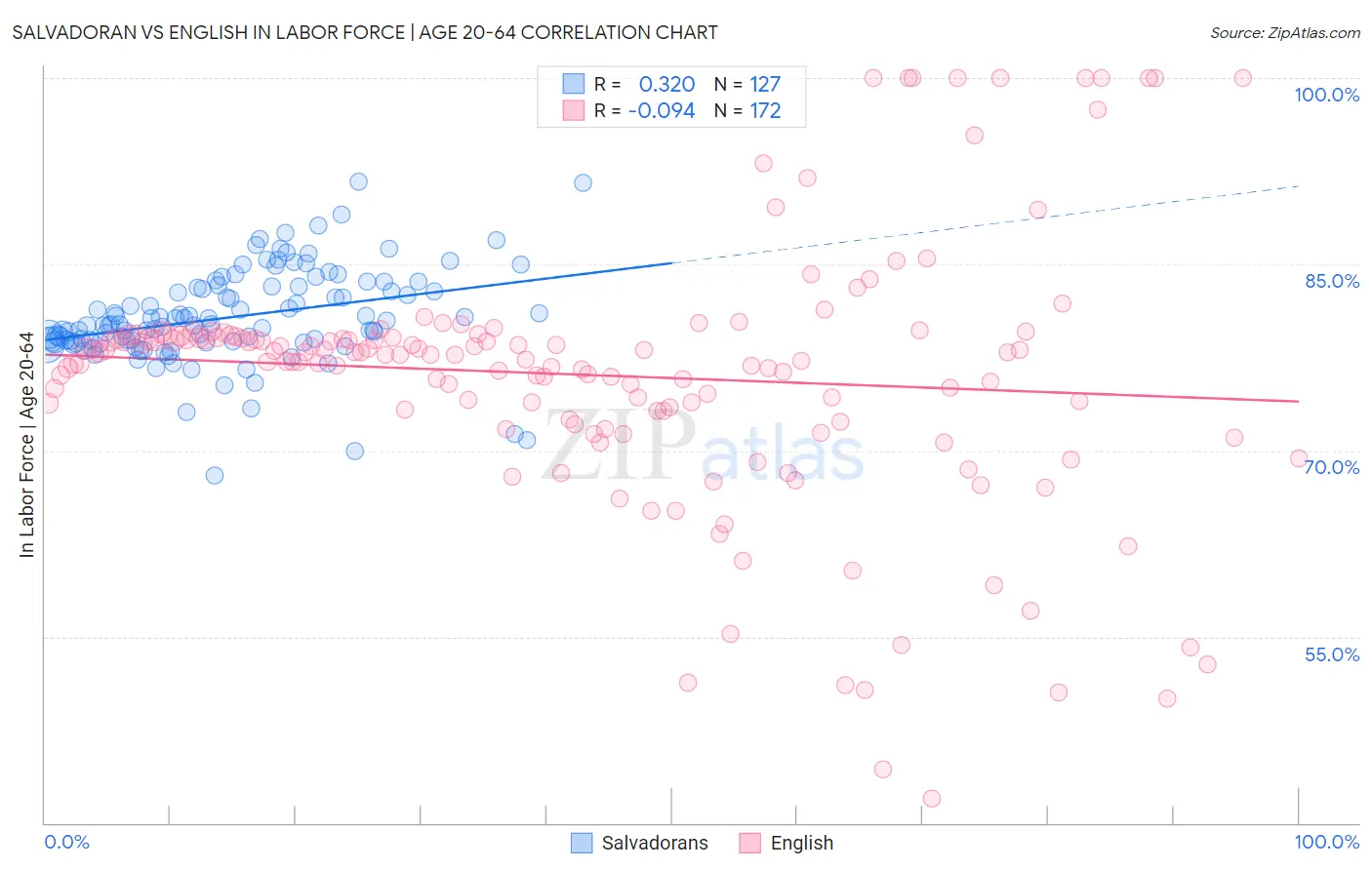 Salvadoran vs English In Labor Force | Age 20-64