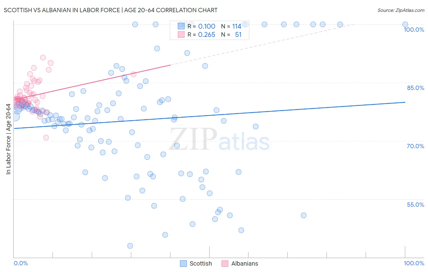 Scottish vs Albanian In Labor Force | Age 20-64