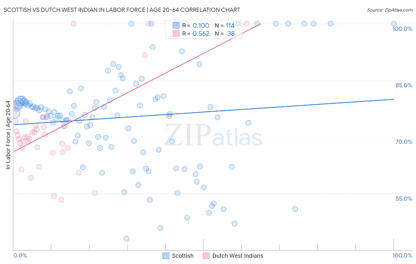 Scottish vs Dutch West Indian In Labor Force | Age 20-64