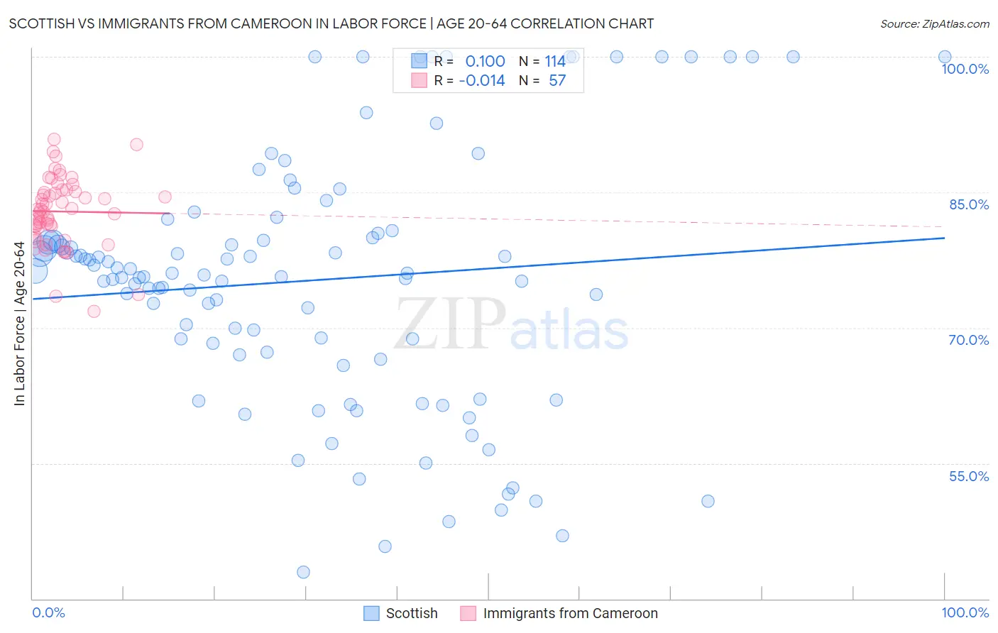 Scottish vs Immigrants from Cameroon In Labor Force | Age 20-64