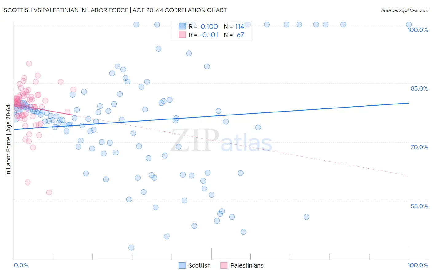 Scottish vs Palestinian In Labor Force | Age 20-64