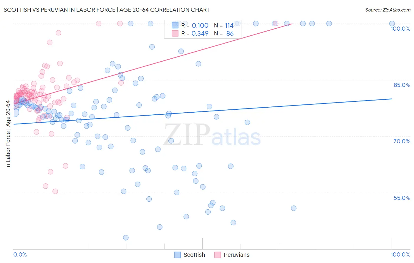 Scottish vs Peruvian In Labor Force | Age 20-64