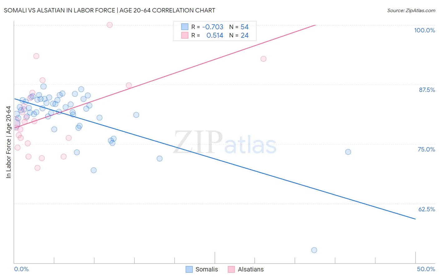 Somali vs Alsatian In Labor Force | Age 20-64