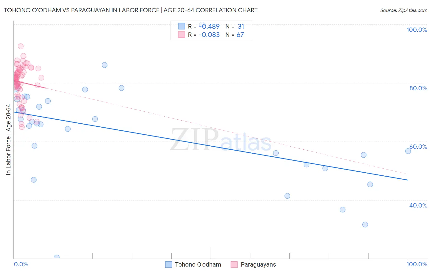 Tohono O'odham vs Paraguayan In Labor Force | Age 20-64