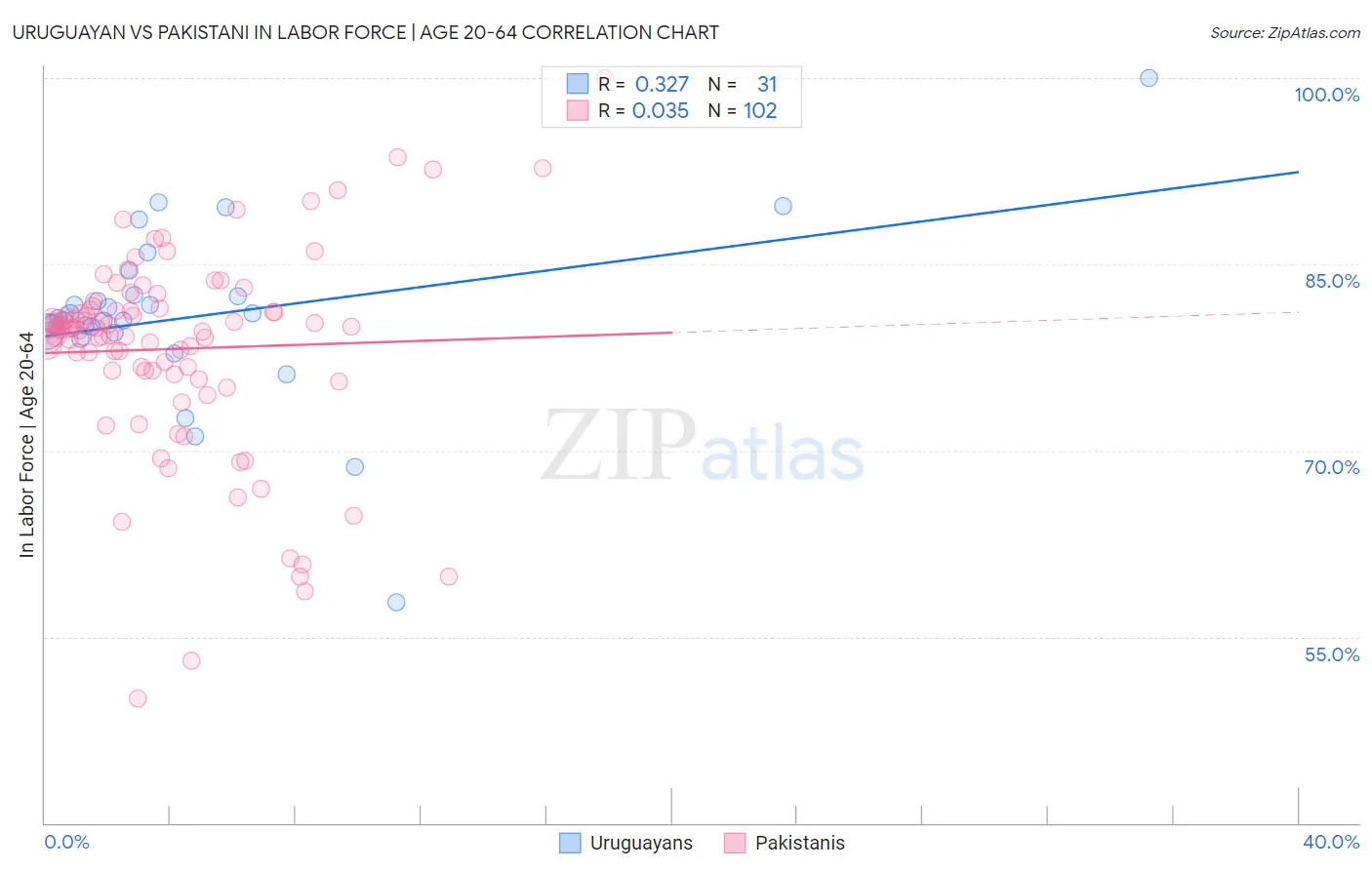 Uruguayan vs Pakistani In Labor Force | Age 20-64