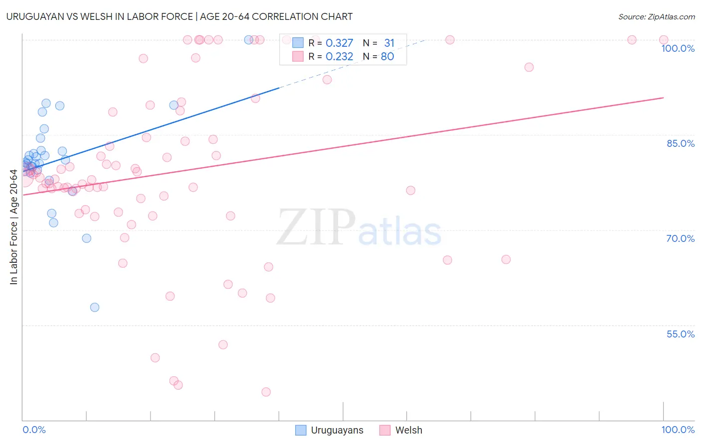 Uruguayan vs Welsh In Labor Force | Age 20-64
