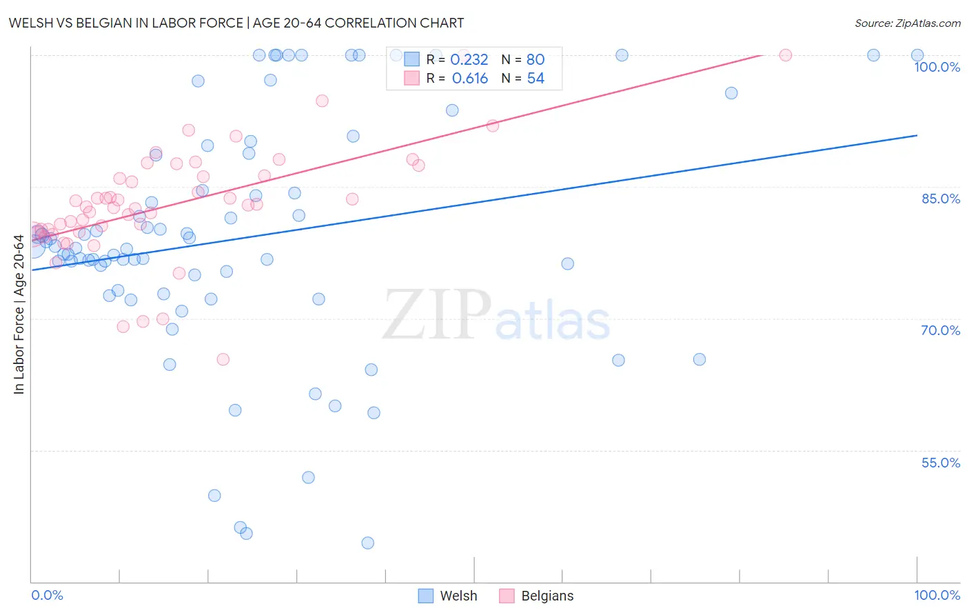 Welsh vs Belgian In Labor Force | Age 20-64