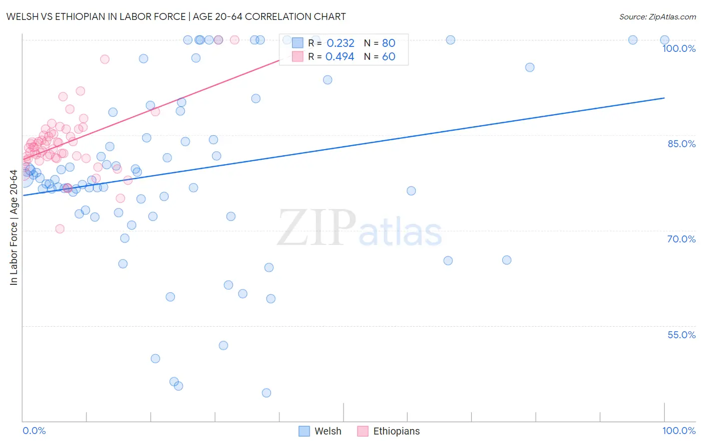 Welsh vs Ethiopian In Labor Force | Age 20-64