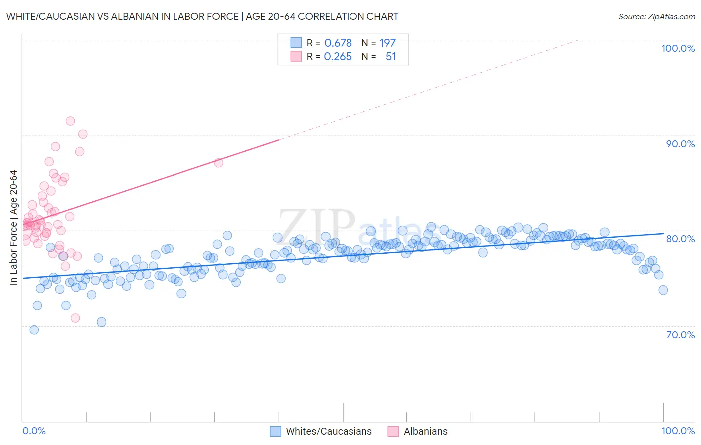 White/Caucasian vs Albanian In Labor Force | Age 20-64