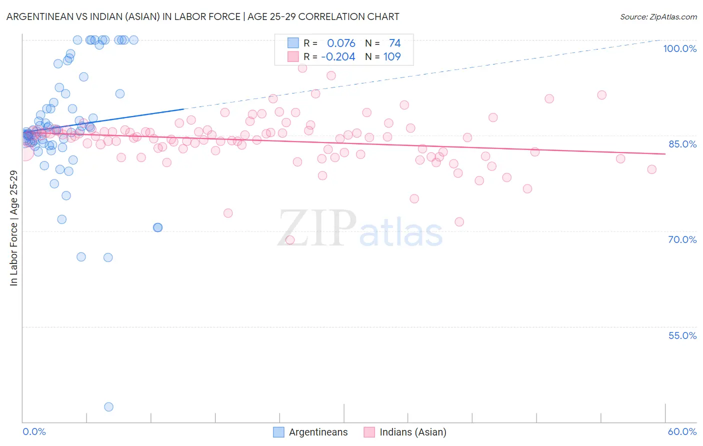 Argentinean vs Indian (Asian) In Labor Force | Age 25-29