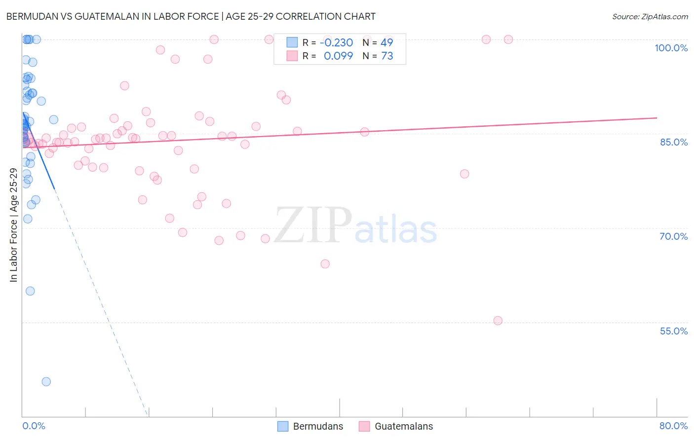 Bermudan vs Guatemalan In Labor Force | Age 25-29