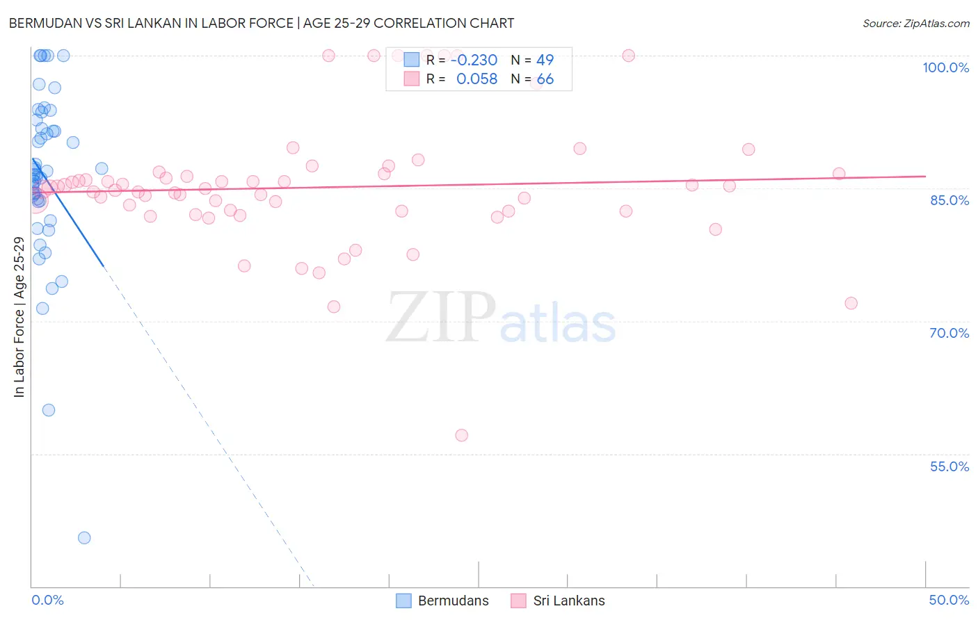 Bermudan vs Sri Lankan In Labor Force | Age 25-29