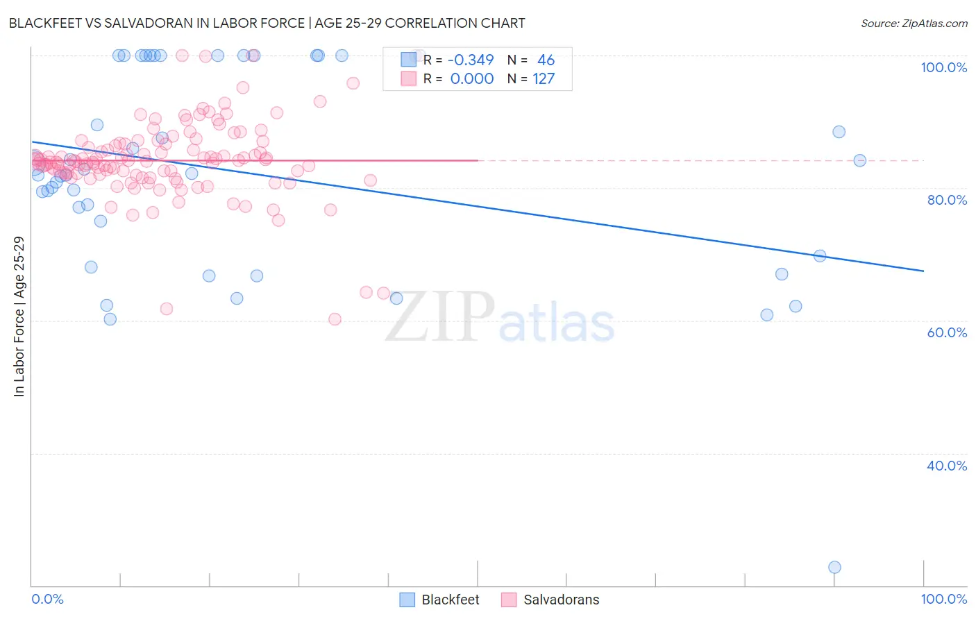 Blackfeet vs Salvadoran In Labor Force | Age 25-29