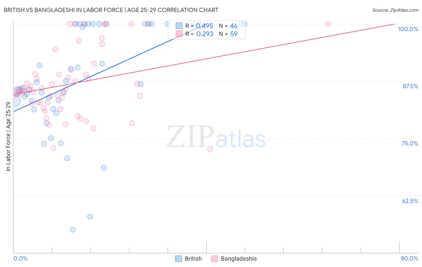 British vs Bangladeshi In Labor Force | Age 25-29