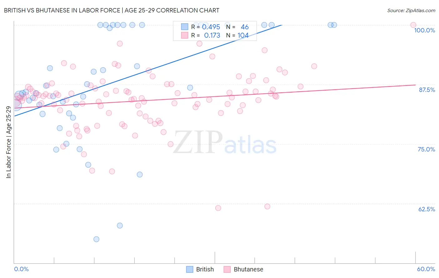 British vs Bhutanese In Labor Force | Age 25-29