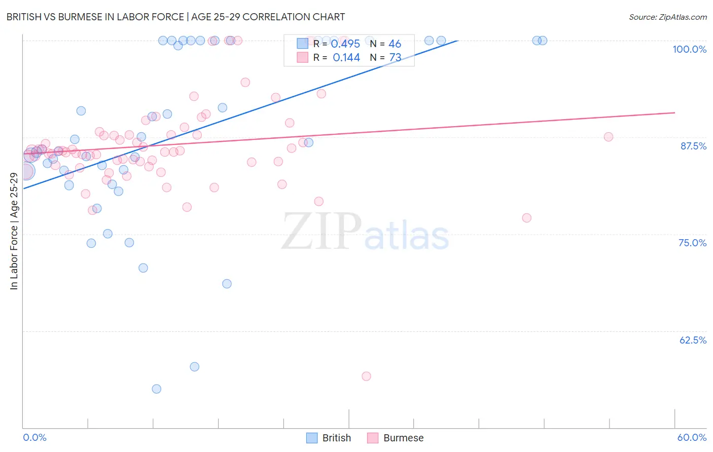 British vs Burmese In Labor Force | Age 25-29