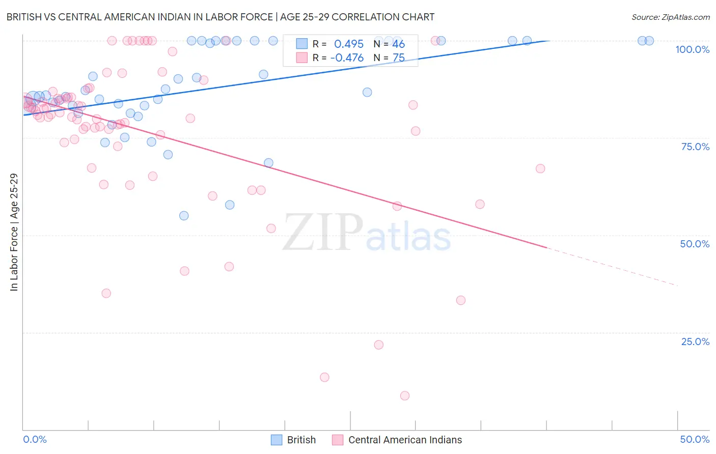 British vs Central American Indian In Labor Force | Age 25-29