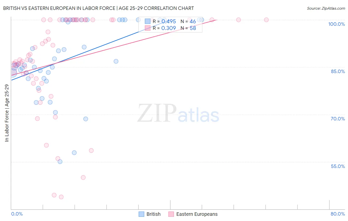 British vs Eastern European In Labor Force | Age 25-29