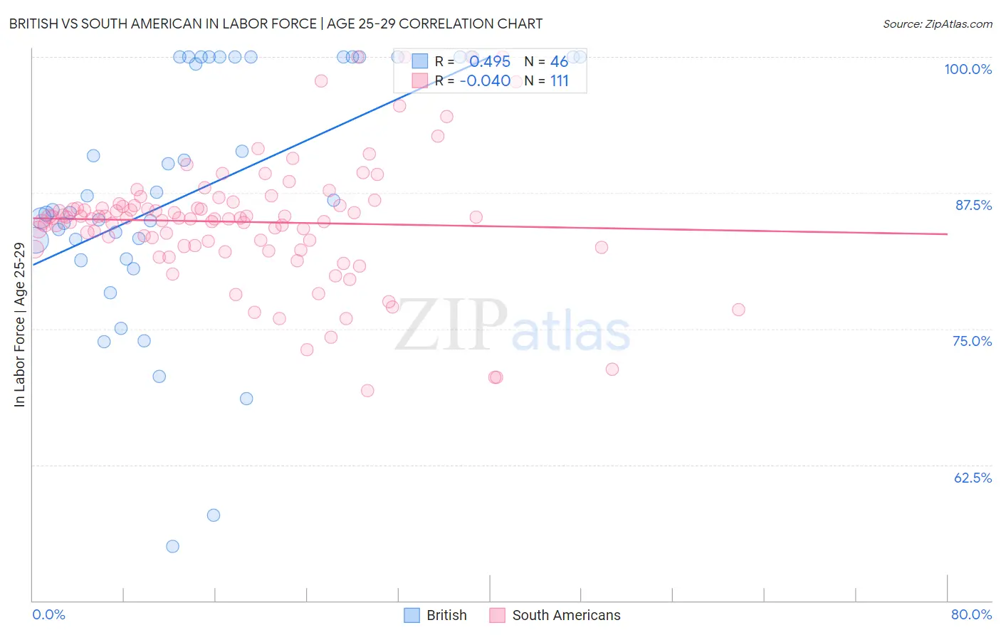 British vs South American In Labor Force | Age 25-29