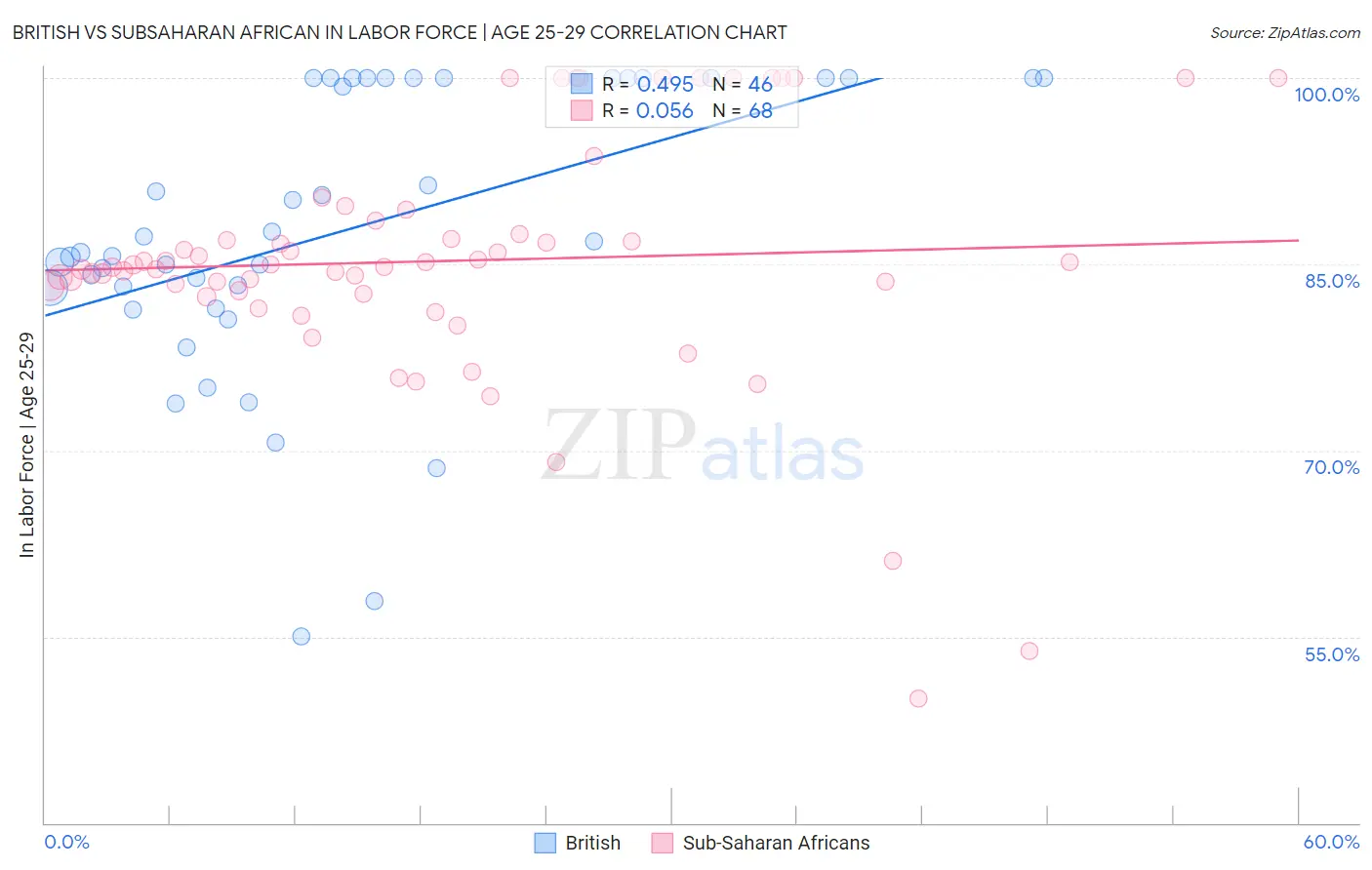 British vs Subsaharan African In Labor Force | Age 25-29