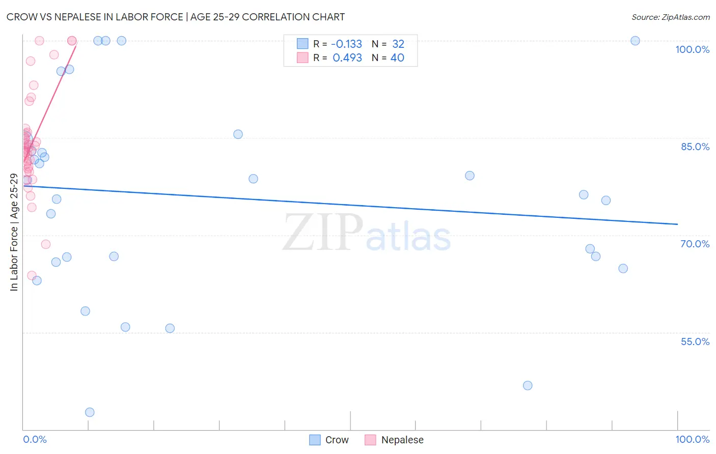 Crow vs Nepalese In Labor Force | Age 25-29