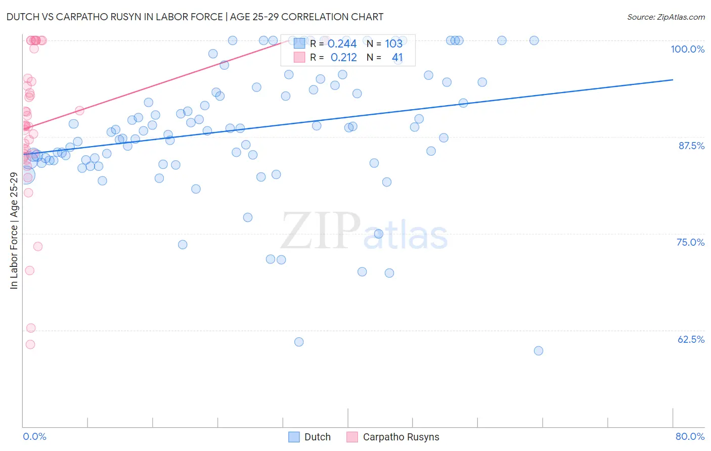 Dutch vs Carpatho Rusyn In Labor Force | Age 25-29