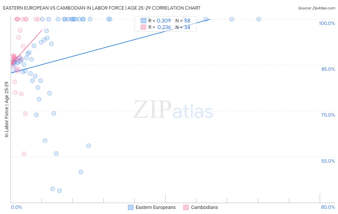 Eastern European vs Cambodian In Labor Force | Age 25-29