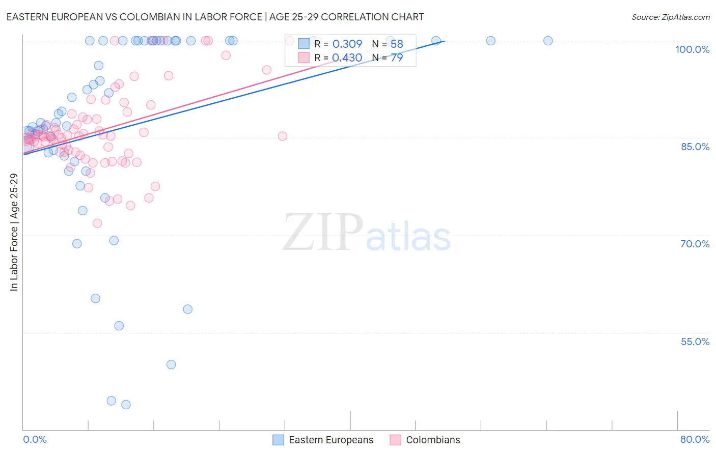 Eastern European vs Colombian In Labor Force | Age 25-29