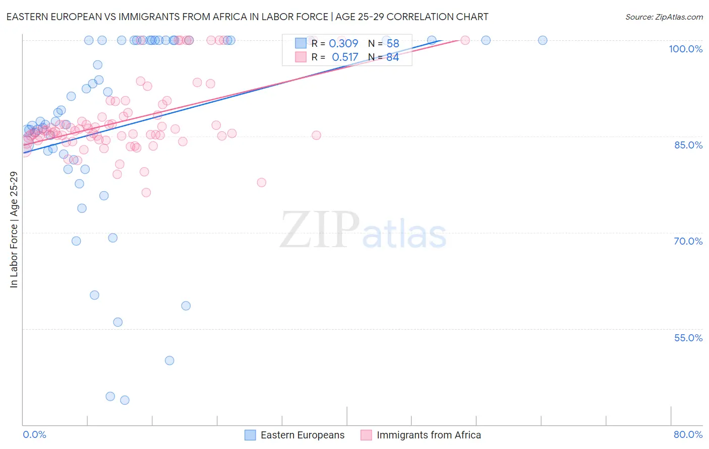 Eastern European vs Immigrants from Africa In Labor Force | Age 25-29