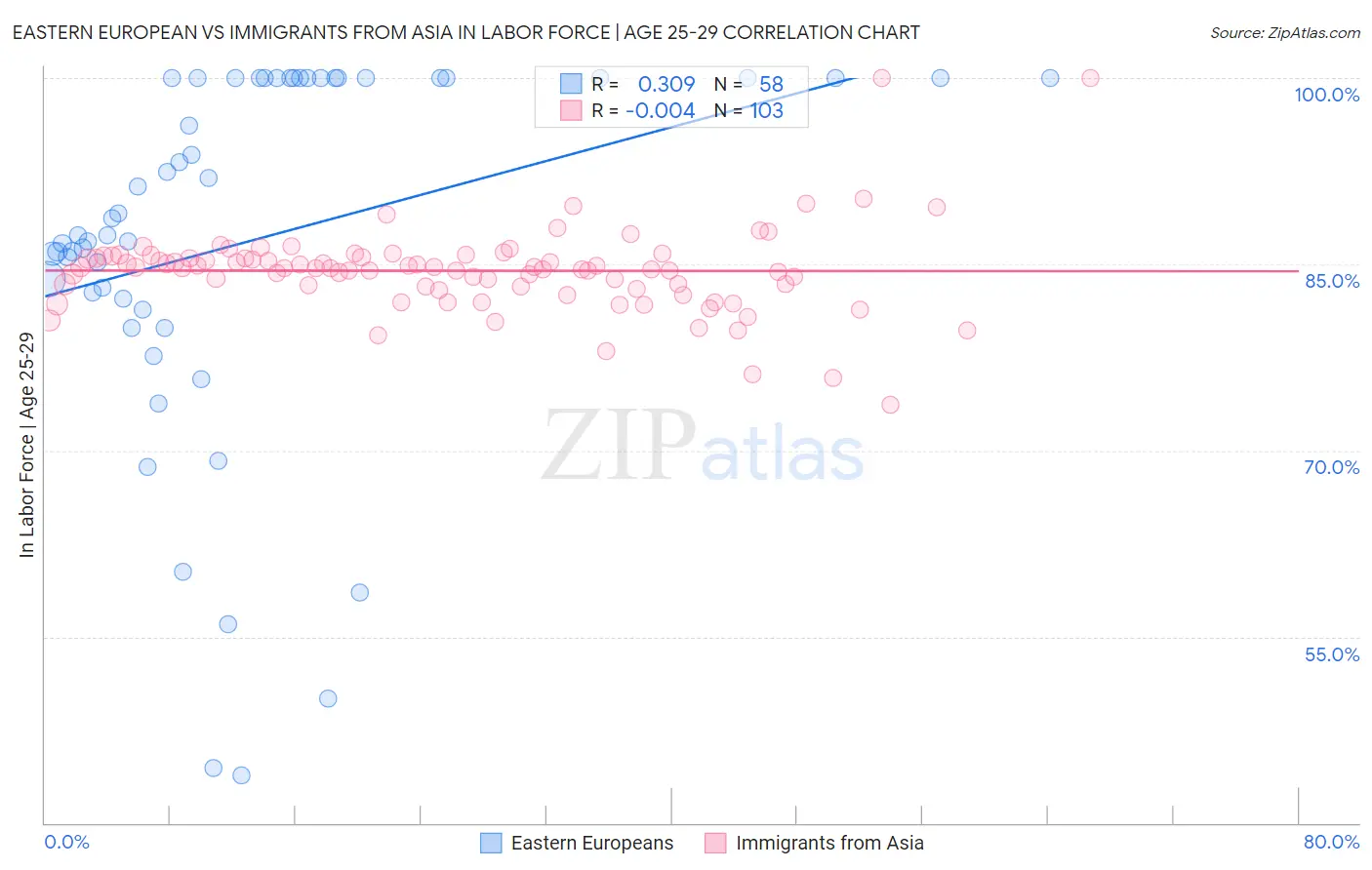 Eastern European vs Immigrants from Asia In Labor Force | Age 25-29