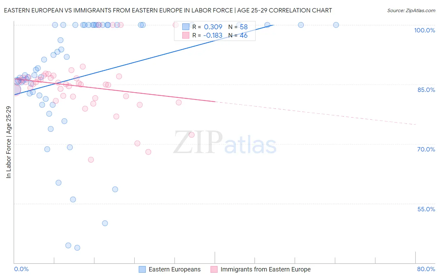 Eastern European vs Immigrants from Eastern Europe In Labor Force | Age 25-29