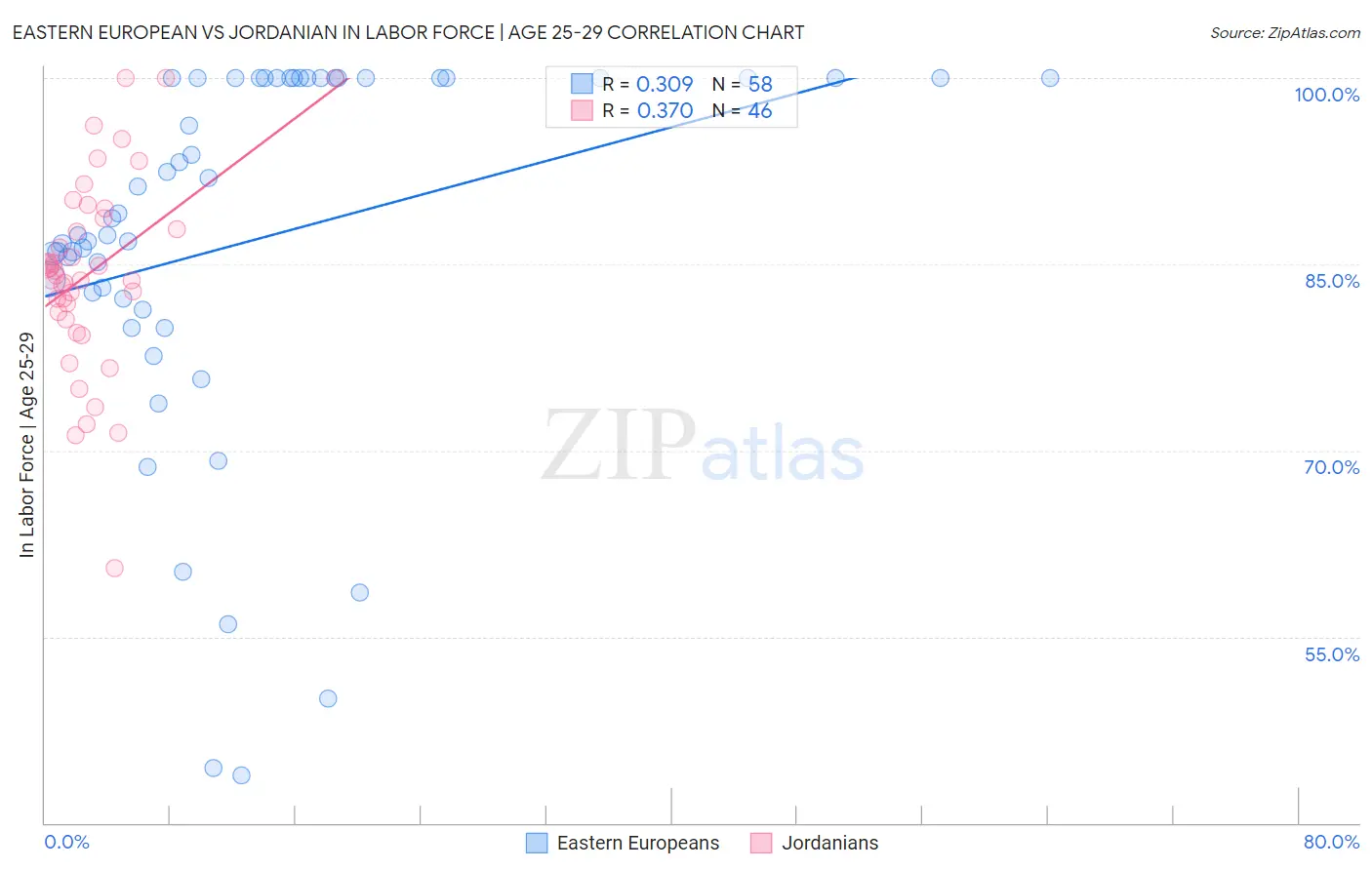 Eastern European vs Jordanian In Labor Force | Age 25-29