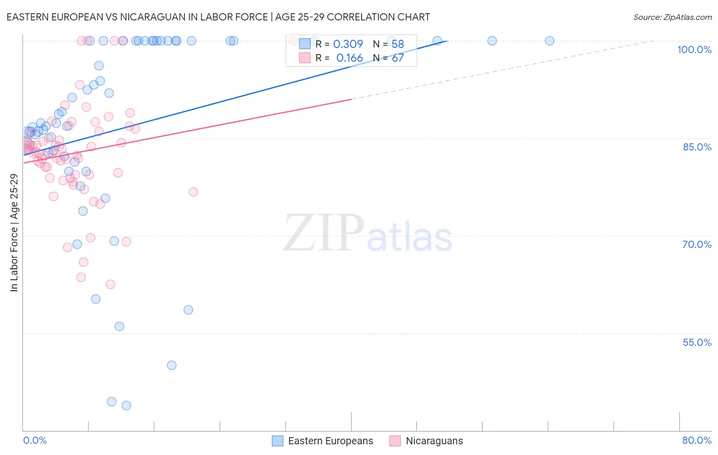 Eastern European vs Nicaraguan In Labor Force | Age 25-29